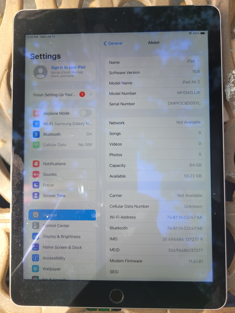 Apple iPad Air 2nd Cellular Black Used **AJ**
